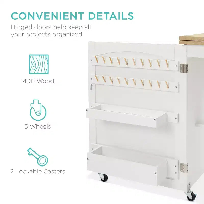 Table et bureau de machine à coudre avec rangement et plateaux pour loisirs créatifs
