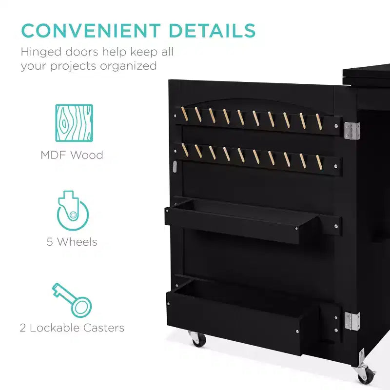 Table et bureau de machine à coudre avec rangement et plateaux pour loisirs créatifs