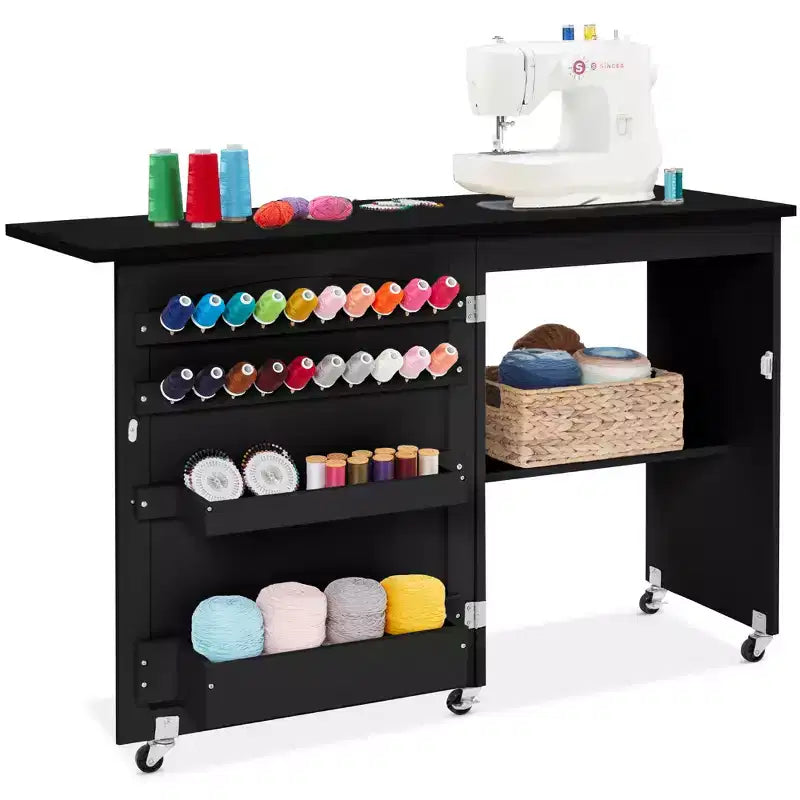 Table et bureau de machine à coudre avec rangement et plateaux pour loisirs créatifs