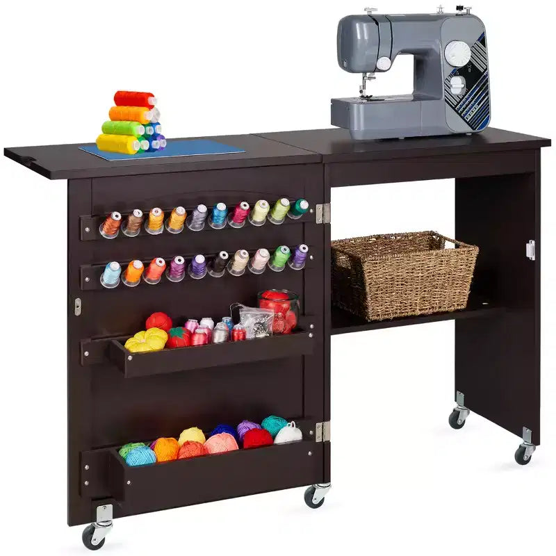 Table et bureau de machine à coudre avec rangement et plateaux pour loisirs créatifs
