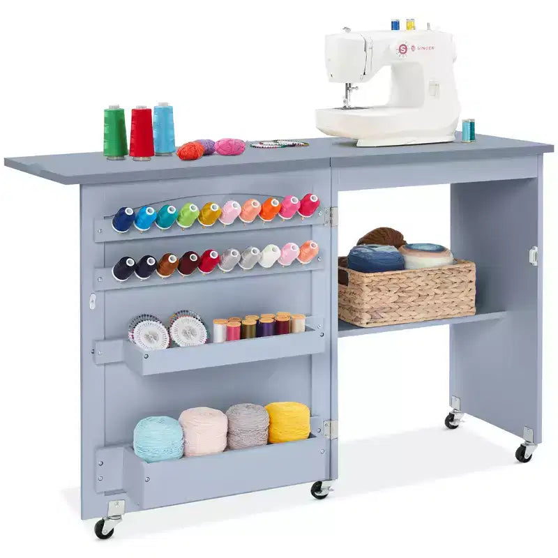 Table et bureau de machine à coudre avec rangement et plateaux pour loisirs créatifs
