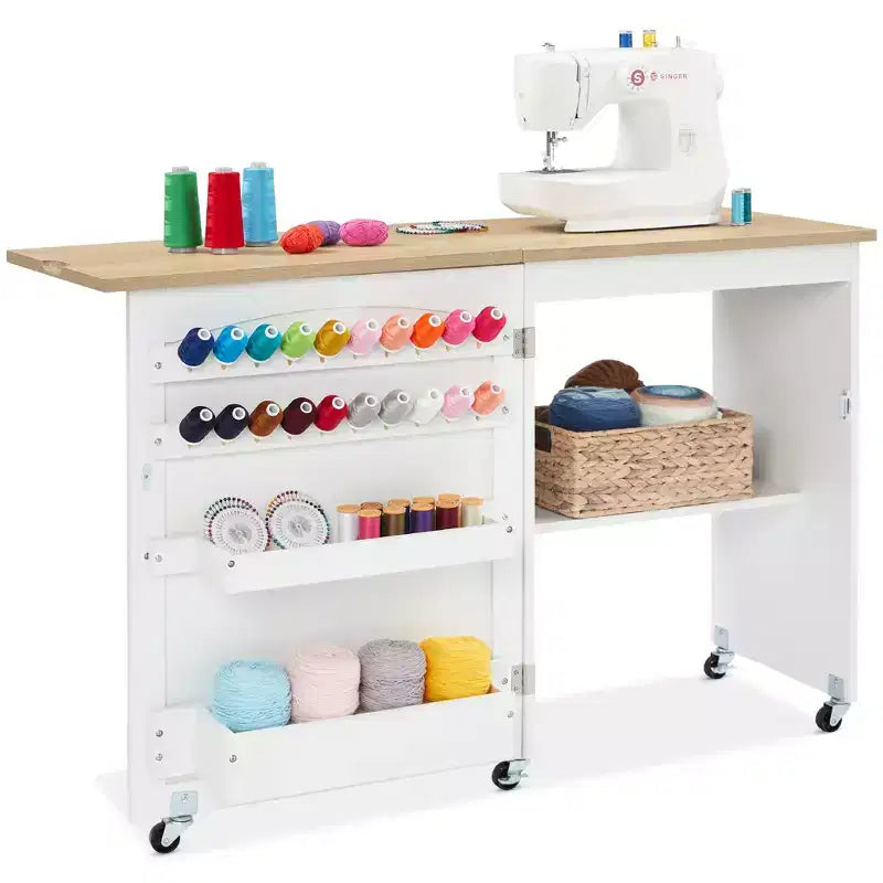 Table et bureau de machine à coudre avec rangement et plateaux pour loisirs créatifs