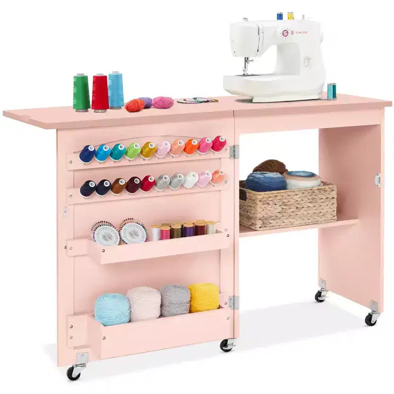 Table et bureau de machine à coudre avec rangement et plateaux pour loisirs créatifs