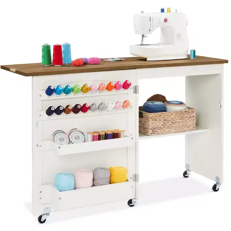 Table et bureau de machine à coudre avec rangement et plateaux pour loisirs créatifs
