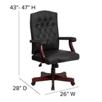 Chaise de bureau à dossier haut capitonnée avec réglage de la hauteur et pivotement à 360°