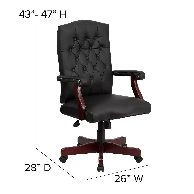 Chaise de bureau à dossier haut capitonnée avec réglage de la hauteur et pivotement à 360°