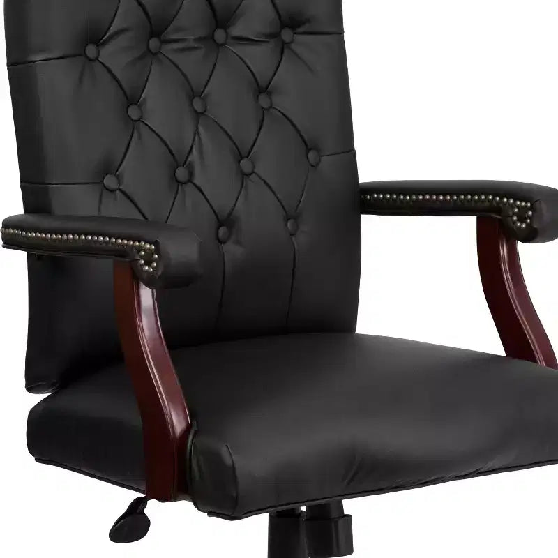 Chaise de bureau à dossier haut capitonnée avec réglage de la hauteur et pivotement à 360°