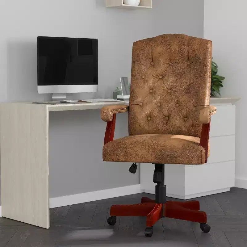 Chaise de bureau à dossier haut capitonnée avec réglage de la hauteur et pivotement à 360°
