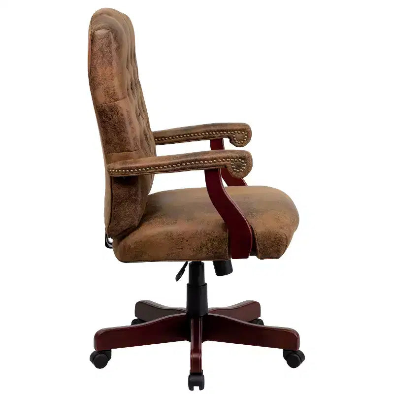 Chaise de bureau à dossier haut capitonnée avec réglage de la hauteur et pivotement à 360°