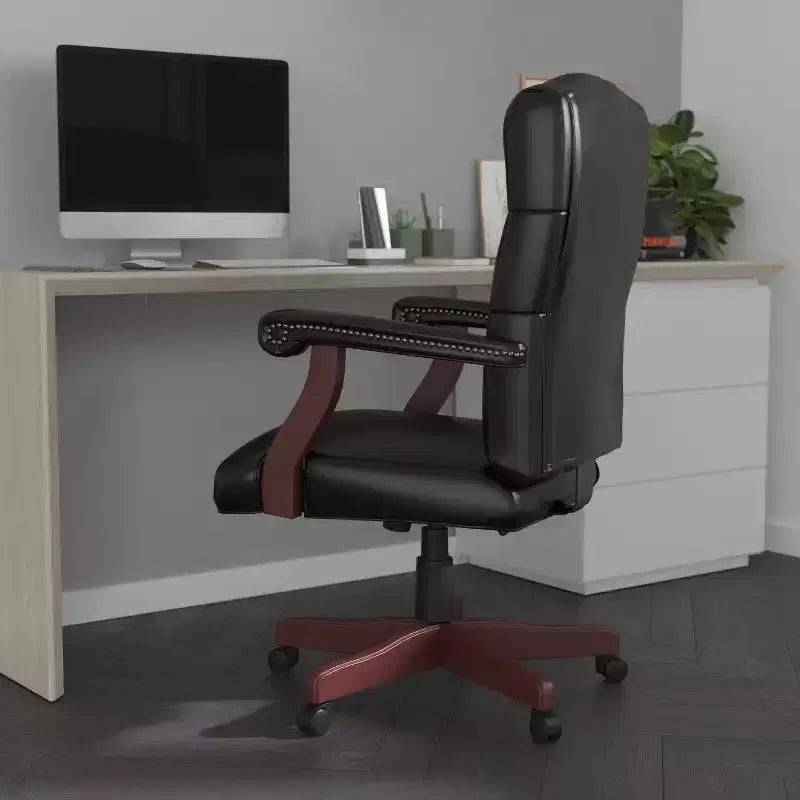 Chaise de bureau à dossier haut capitonnée avec réglage de la hauteur et pivotement à 360°