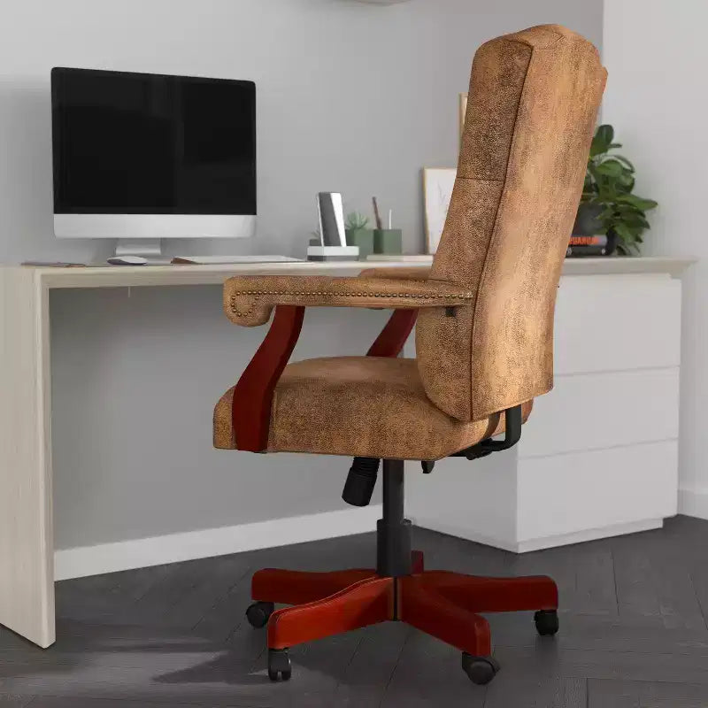 Chaise de bureau à dossier haut capitonnée avec réglage de la hauteur et pivotement à 360°