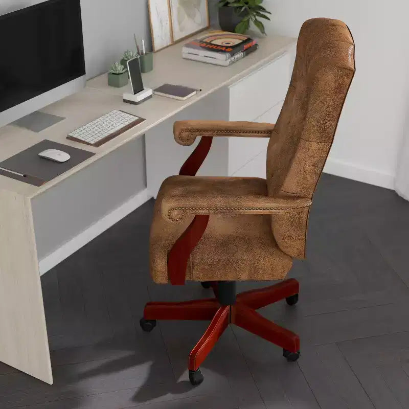 Chaise de bureau à dossier haut capitonnée avec réglage de la hauteur et pivotement à 360°
