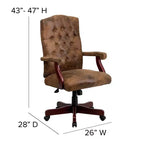 Chaise de bureau à dossier haut capitonnée avec réglage de la hauteur et pivotement à 360°