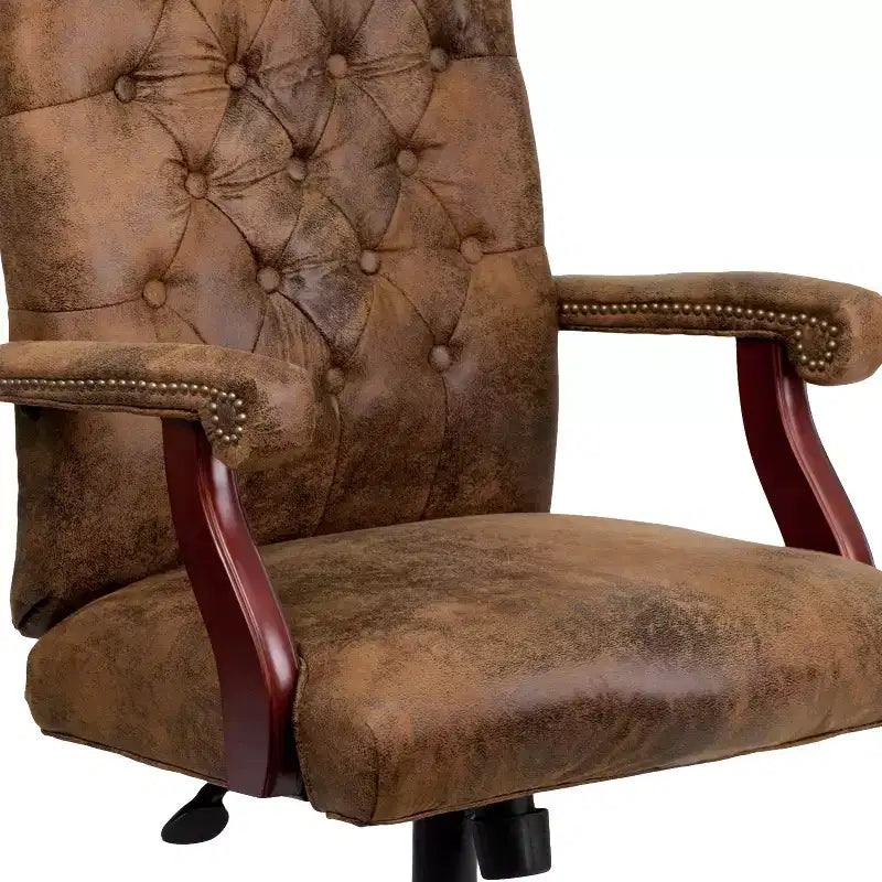 Chaise de bureau à dossier haut capitonnée avec réglage de la hauteur et pivotement à 360°