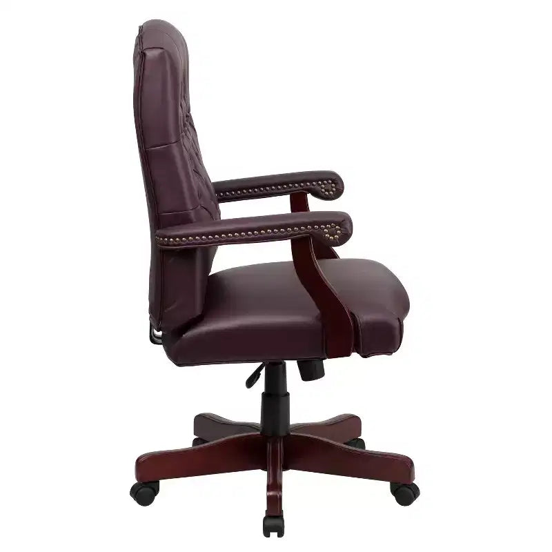 Chaise de bureau à dossier haut capitonnée avec réglage de la hauteur et pivotement à 360°