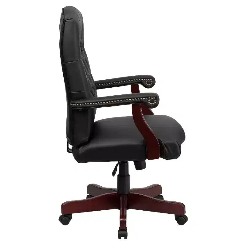 Chaise de bureau à dossier haut capitonnée avec réglage de la hauteur et pivotement à 360°