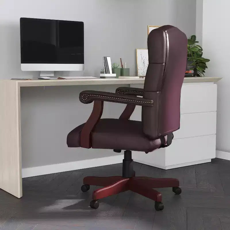 Chaise de bureau à dossier haut capitonnée avec réglage de la hauteur et pivotement à 360°