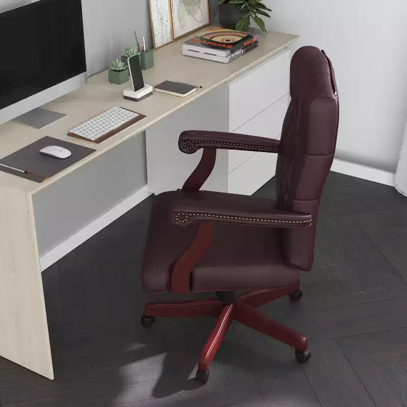 Chaise de bureau à dossier haut capitonnée avec réglage de la hauteur et pivotement à 360°