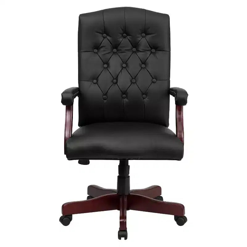 Chaise de bureau à dossier haut capitonnée avec réglage de la hauteur et pivotement à 360°