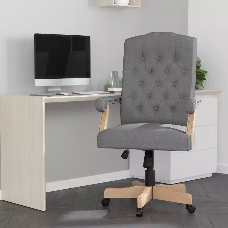 Chaise de bureau à dossier haut capitonnée avec réglage de la hauteur et pivotement à 360°