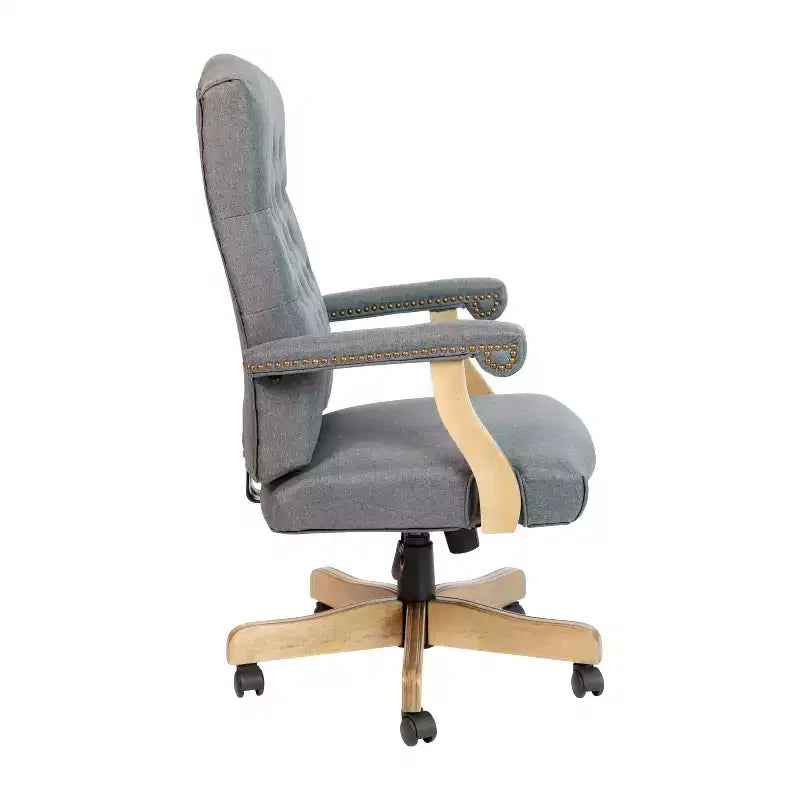Chaise de bureau à dossier haut capitonnée avec réglage de la hauteur et pivotement à 360°