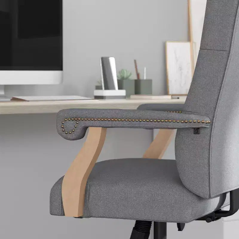 Chaise de bureau à dossier haut capitonnée avec réglage de la hauteur et pivotement à 360°