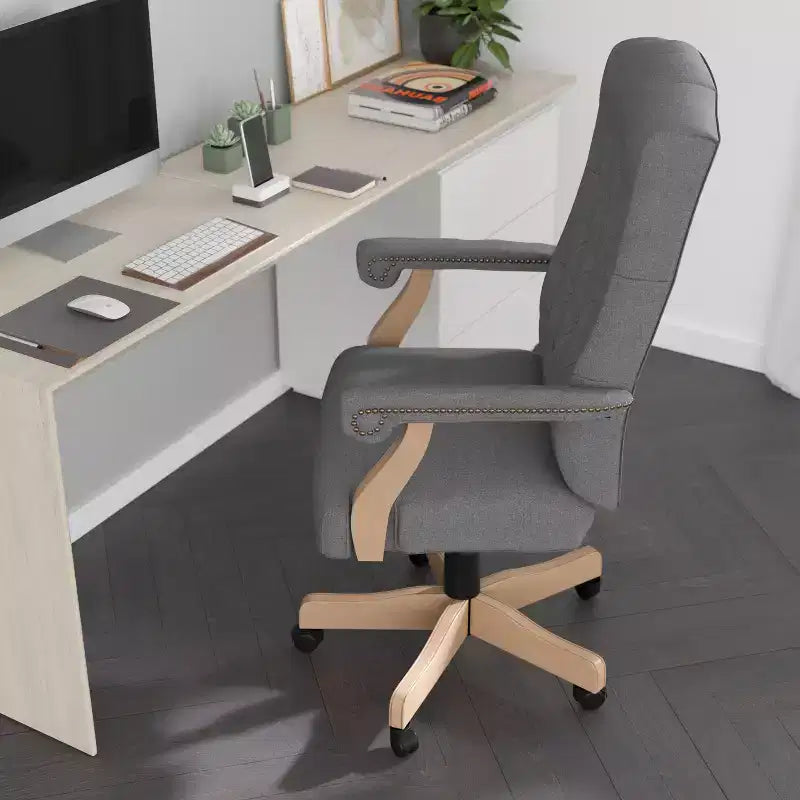 Chaise de bureau à dossier haut capitonnée avec réglage de la hauteur et pivotement à 360°