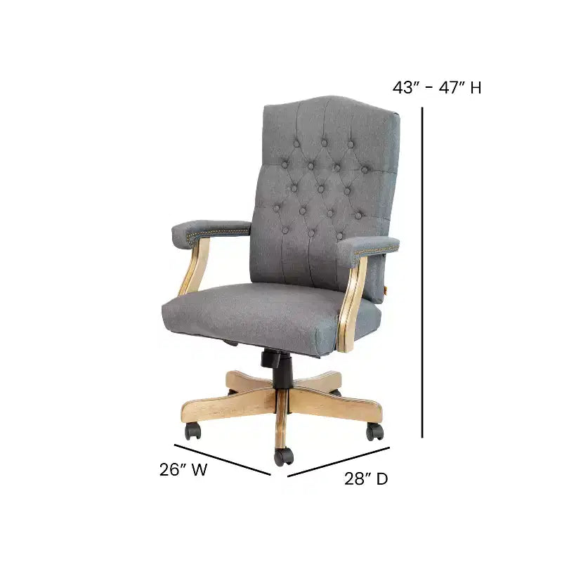 Chaise de bureau à dossier haut capitonnée avec réglage de la hauteur et pivotement à 360°