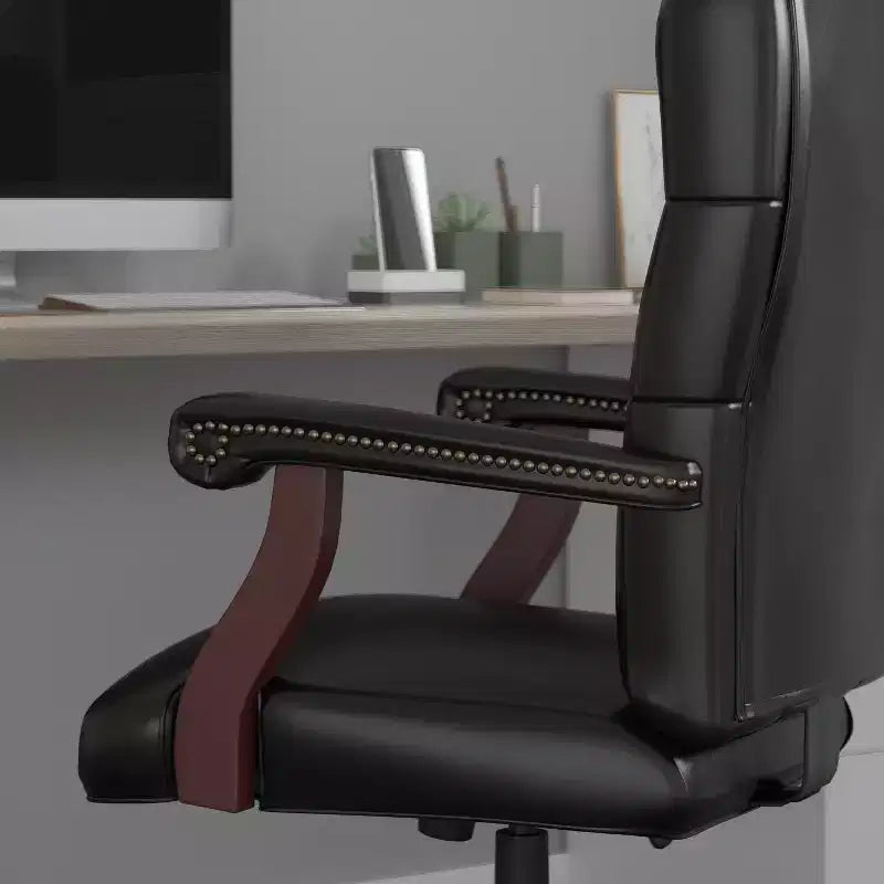 Chaise de bureau à dossier haut capitonnée avec réglage de la hauteur et pivotement à 360°