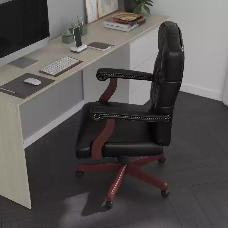 Chaise de bureau à dossier haut capitonnée avec réglage de la hauteur et pivotement à 360°