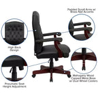 Chaise de bureau à dossier haut capitonnée avec réglage de la hauteur et pivotement à 360°