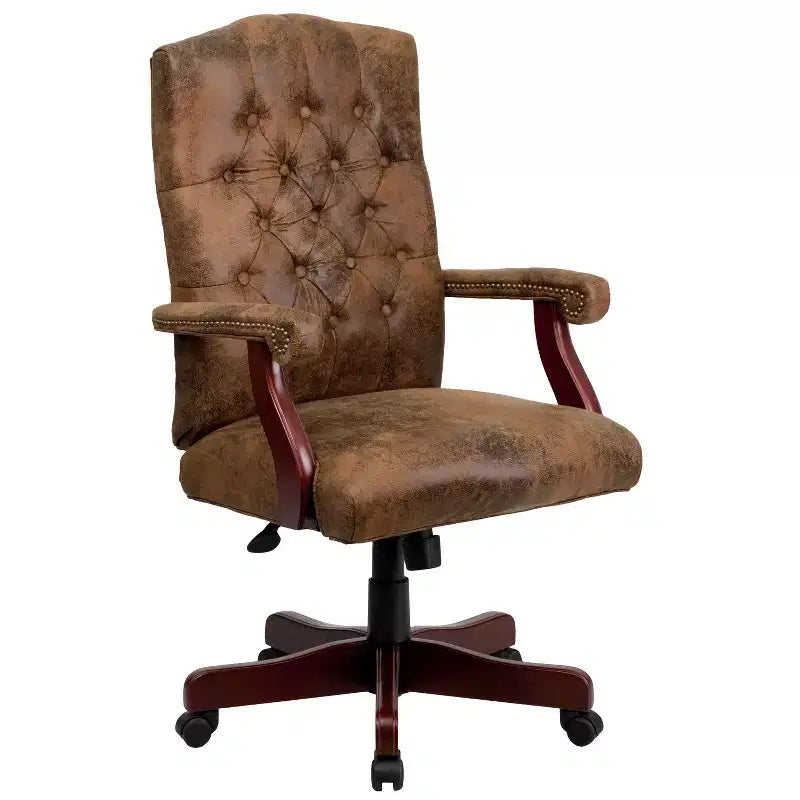 Chaise de bureau à dossier haut capitonnée avec réglage de la hauteur et pivotement à 360°