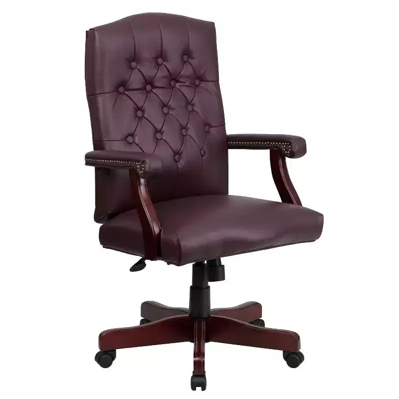 Chaise de bureau à dossier haut capitonnée avec réglage de la hauteur et pivotement à 360°