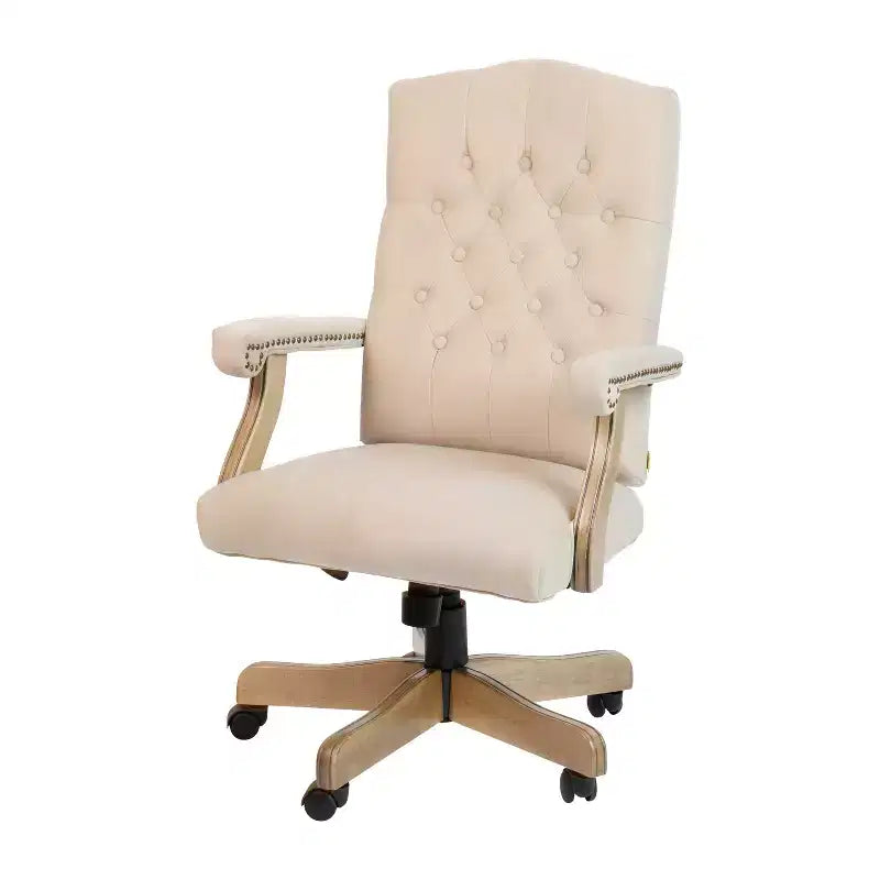 Chaise de bureau à dossier haut capitonnée avec réglage de la hauteur et pivotement à 360°