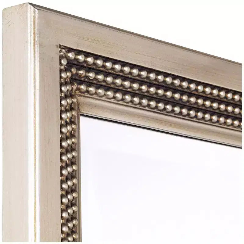 Miroir mural rectangulaire pour coiffeuse, cadre moderne en feuille d'argent, triple perlage, 23" de large pour salle de bain, chambre à coucher, salon