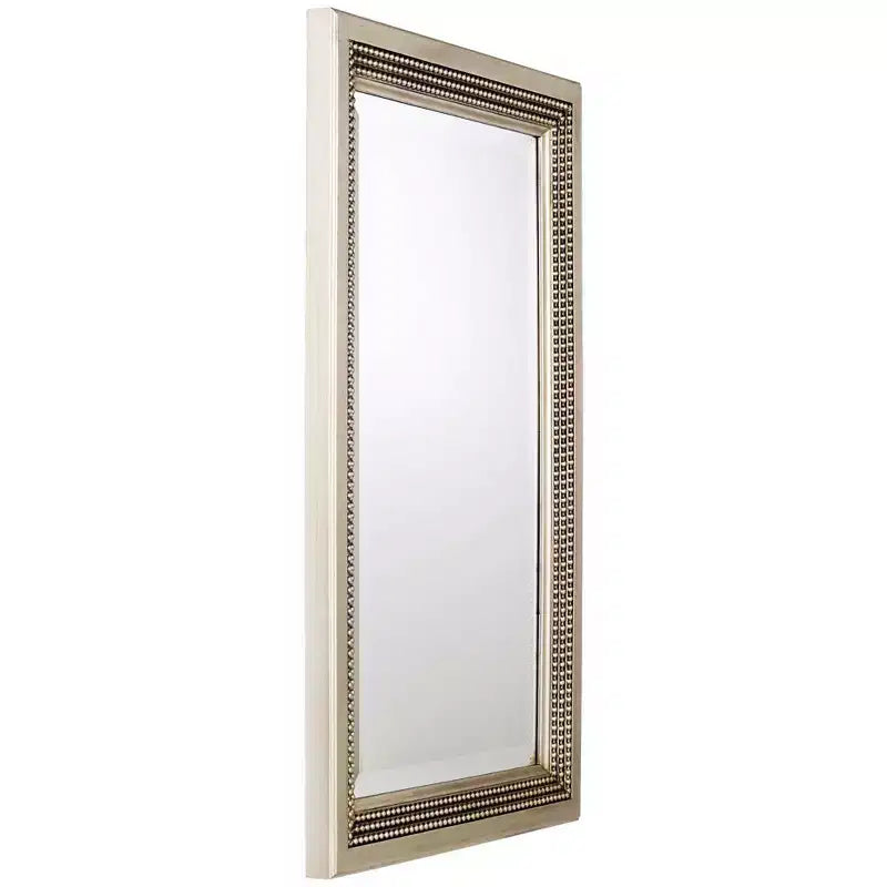 Miroir mural rectangulaire pour coiffeuse, cadre moderne en feuille d'argent, triple perlage, 23" de large pour salle de bain, chambre à coucher, salon