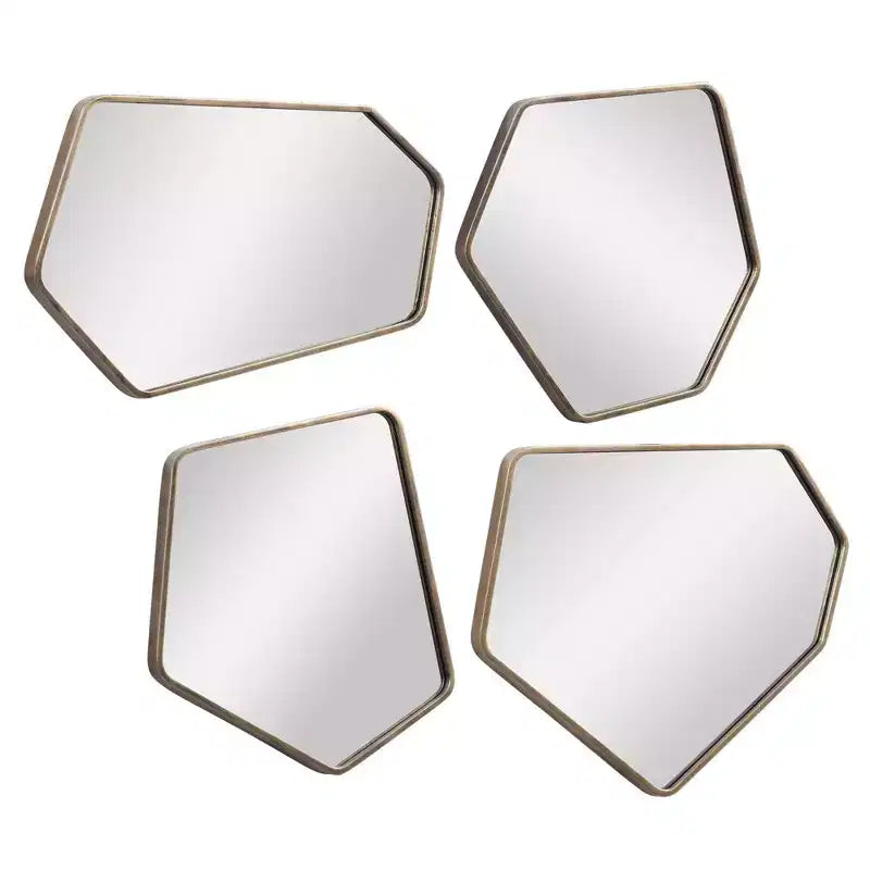 Uttermost Miroirs Muraux Décoratifs Asymétriques pour Coiffeuse, Lot de 4, Cadre Doré Vieilli Moderne 19 3/4" de Large pour Salle de Bain et Chambre