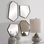 Uttermost Miroirs Muraux Décoratifs Asymétriques pour Coiffeuse, Lot de 4, Cadre Doré Vieilli Moderne 19 3/4" de Large pour Salle de Bain et Chambre