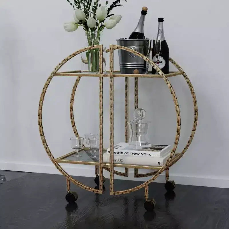 Dessert de bar Uttermost Zelina 30 1/4 po large, doré antique, à 2 étagères