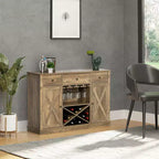 Bahut de style campagnard HOMCOM avec casier à vin en X, porte-verres et 3 tiroirs