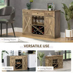 Bahut de style campagnard HOMCOM avec casier à vin en X, porte-verres et 3 tiroirs