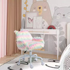 HOMCOM Fauteuil de Bureau Licorne avec Dossier Mi-Hauteur et Accoudoirs, Piètement à 5 Branches avec Roulettes Blanches, Arc-en-ciel