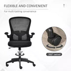 Chaise de bureau ergonomique à dossier mi-hauteur en maille, avec soutien lombaire, hauteur réglable et accoudoirs relevables, noire