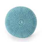 Pouf rond en coton tricoté moderne Hortense - Christopher Knight Home