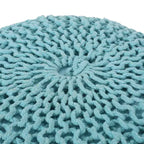 Pouf rond en coton tricoté moderne Hortense - Christopher Knight Home