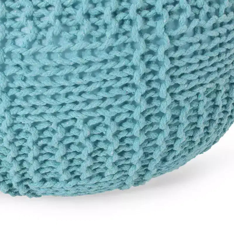 Pouf rond en coton tricoté moderne Hortense - Christopher Knight Home