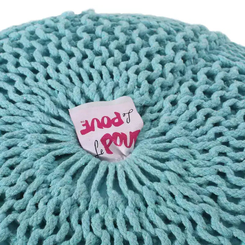Pouf rond en coton tricoté moderne Hortense - Christopher Knight Home