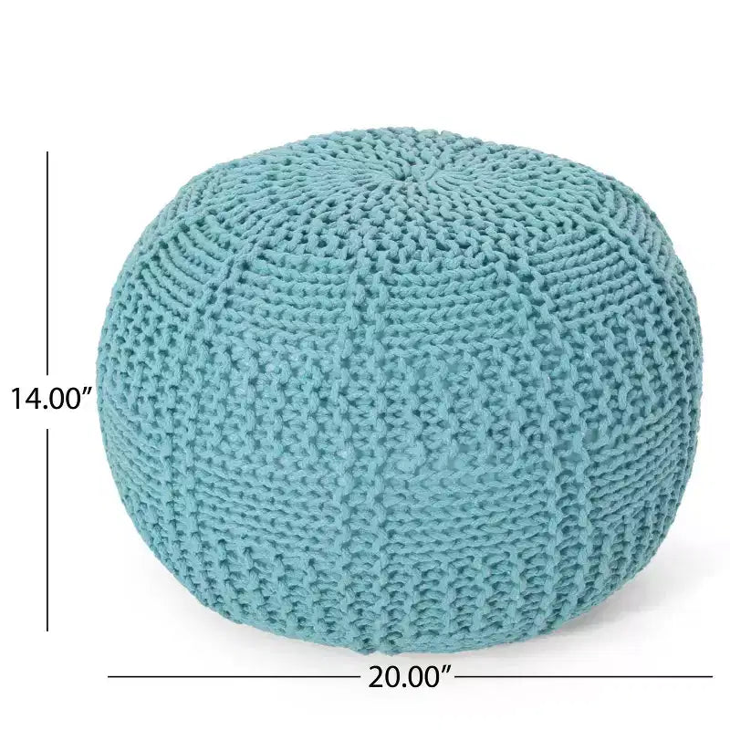 Pouf rond en coton tricoté moderne Hortense - Christopher Knight Home