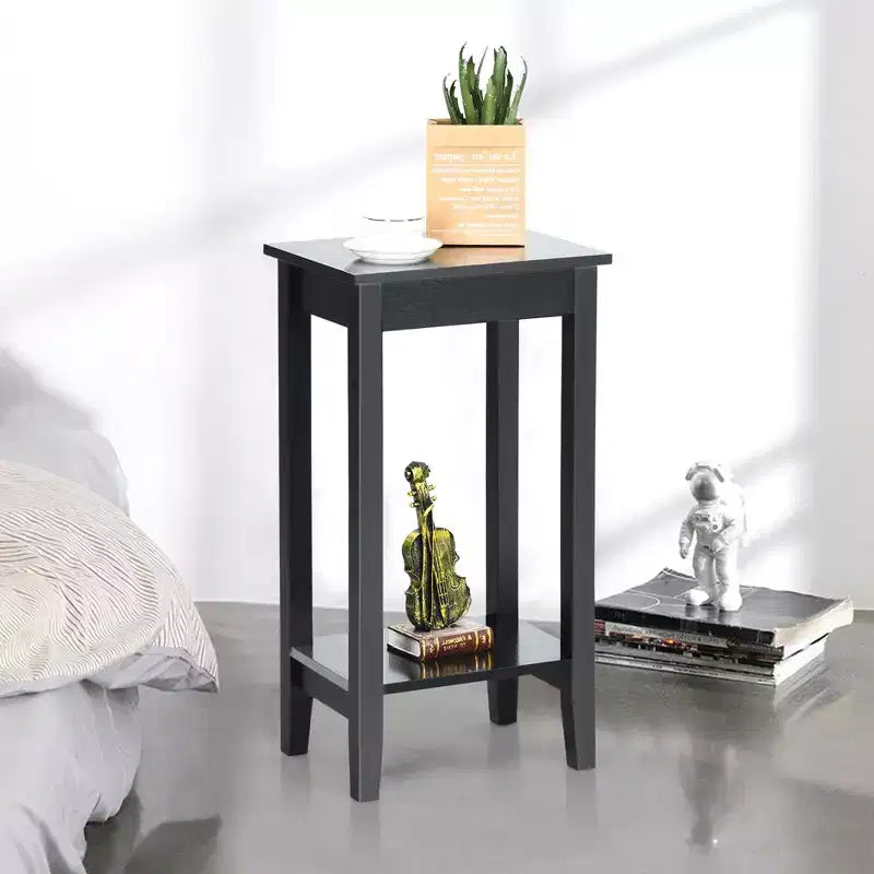 Table de chevet à 2 niveaux, table d'appoint, table basse, pieds en bois, chambre à coucher