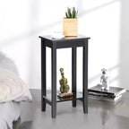Table de chevet à 2 niveaux, table d'appoint, table basse, pieds en bois, chambre à coucher